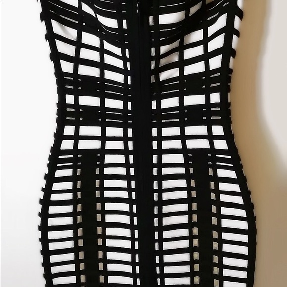 Herve Leger Keeley Geometric Black White Dress - Picture 7 of 8